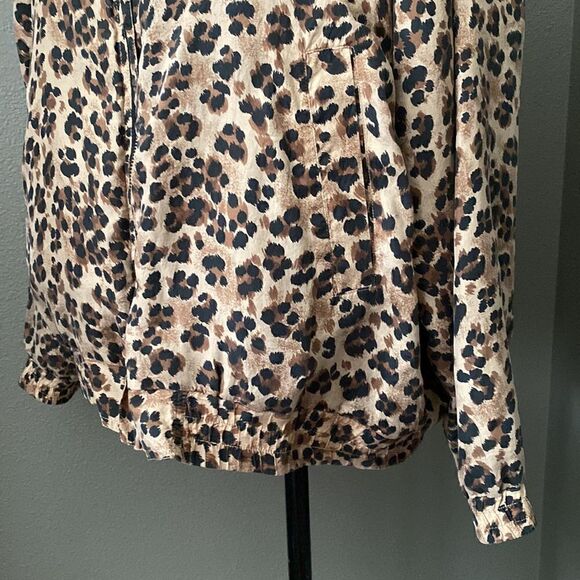 Vintage Kim Rogers Sport 100% Silk Leopard Zip Up Jacket - Picture 3 of 10